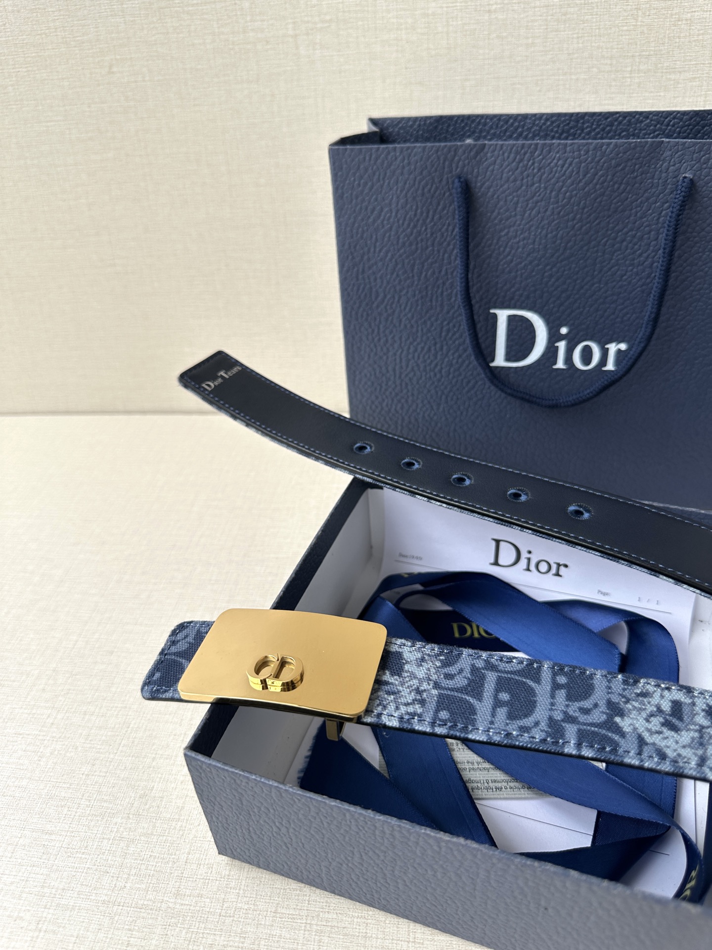 Dior Leather Belt Top Grain Leather Adjustable M