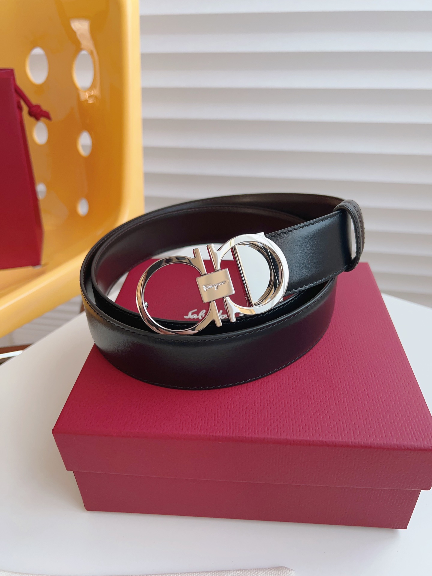 Salvatore Ferragamo Male Leather Belt Adjustable 35mm-m