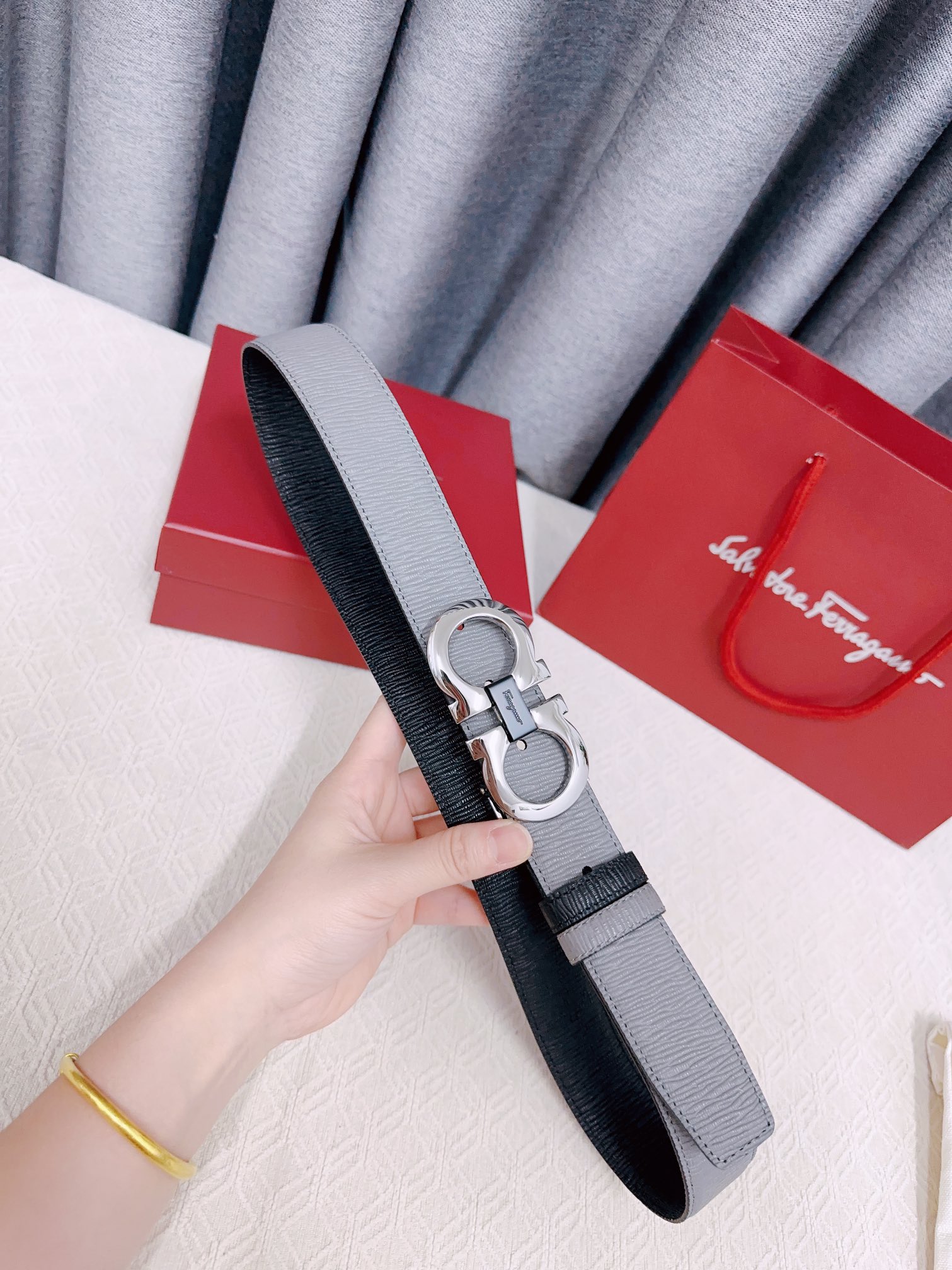 Salvatore Ferragamo Male Leather Belt Cow Leather M