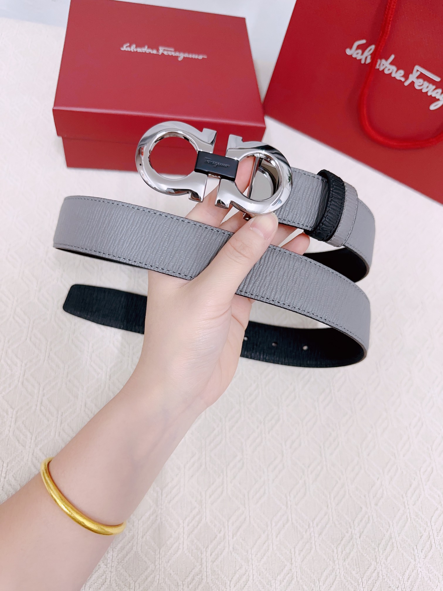 Salvatore Ferragamo Male Leather Belt Cow Leather M