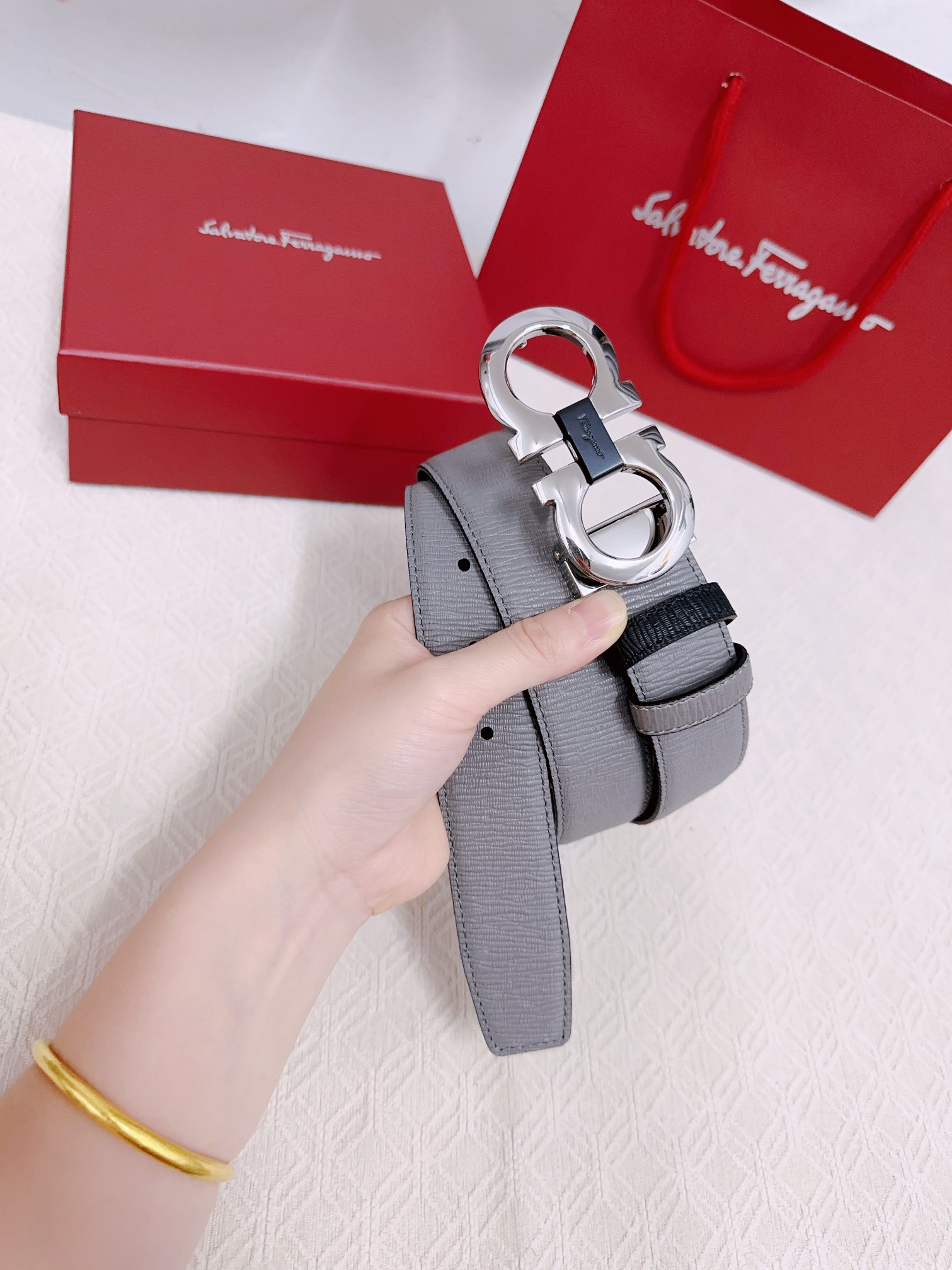 Salvatore Ferragamo Male Leather Belt Cow Leather M