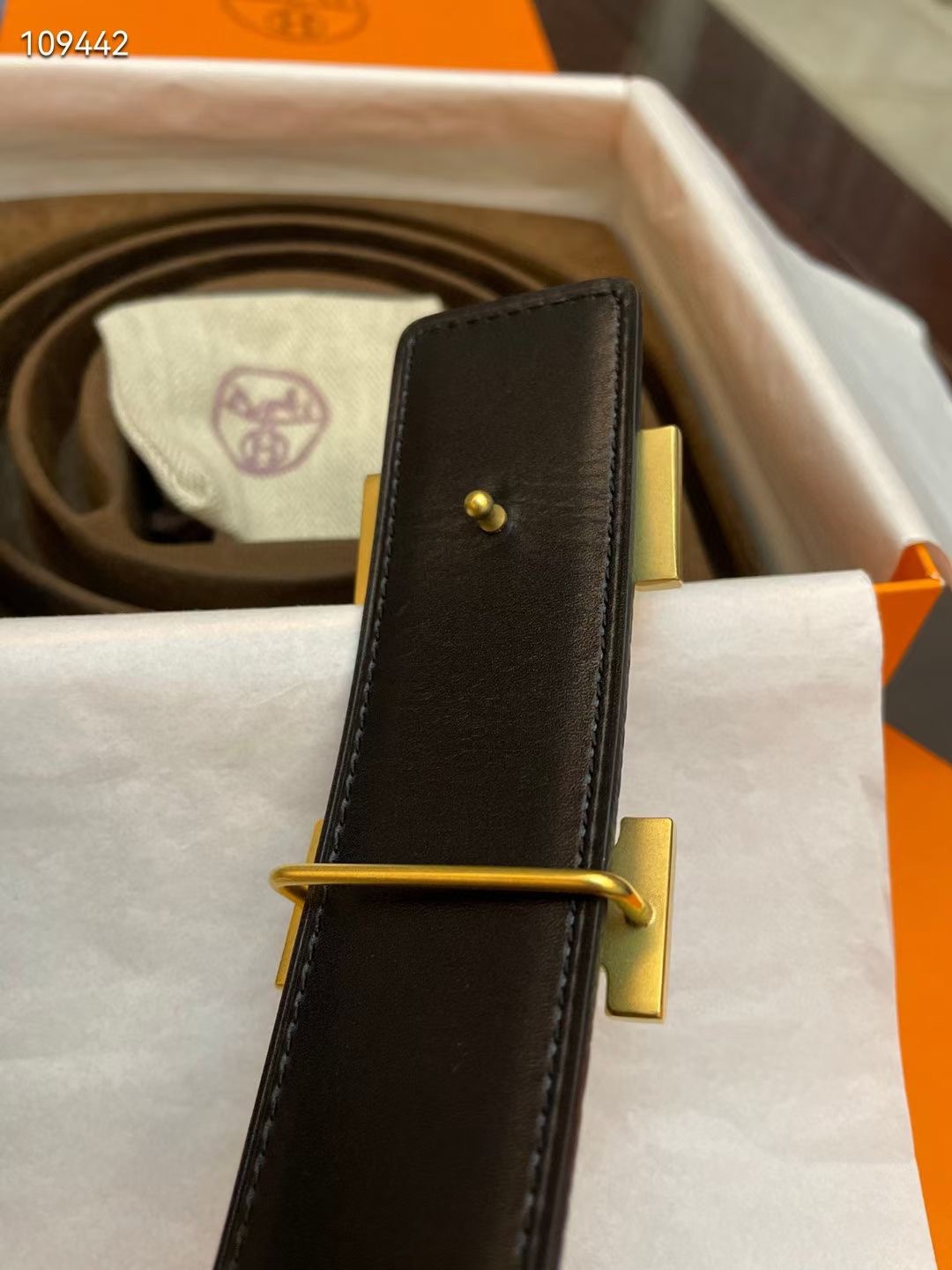 Hermès Basic Belt Cow Leather Gold S-m