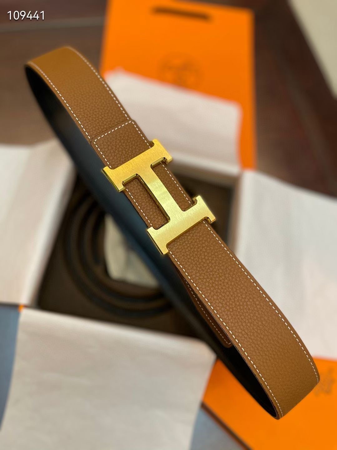 Hermès Basic Belt Cow Leather Gold S-m