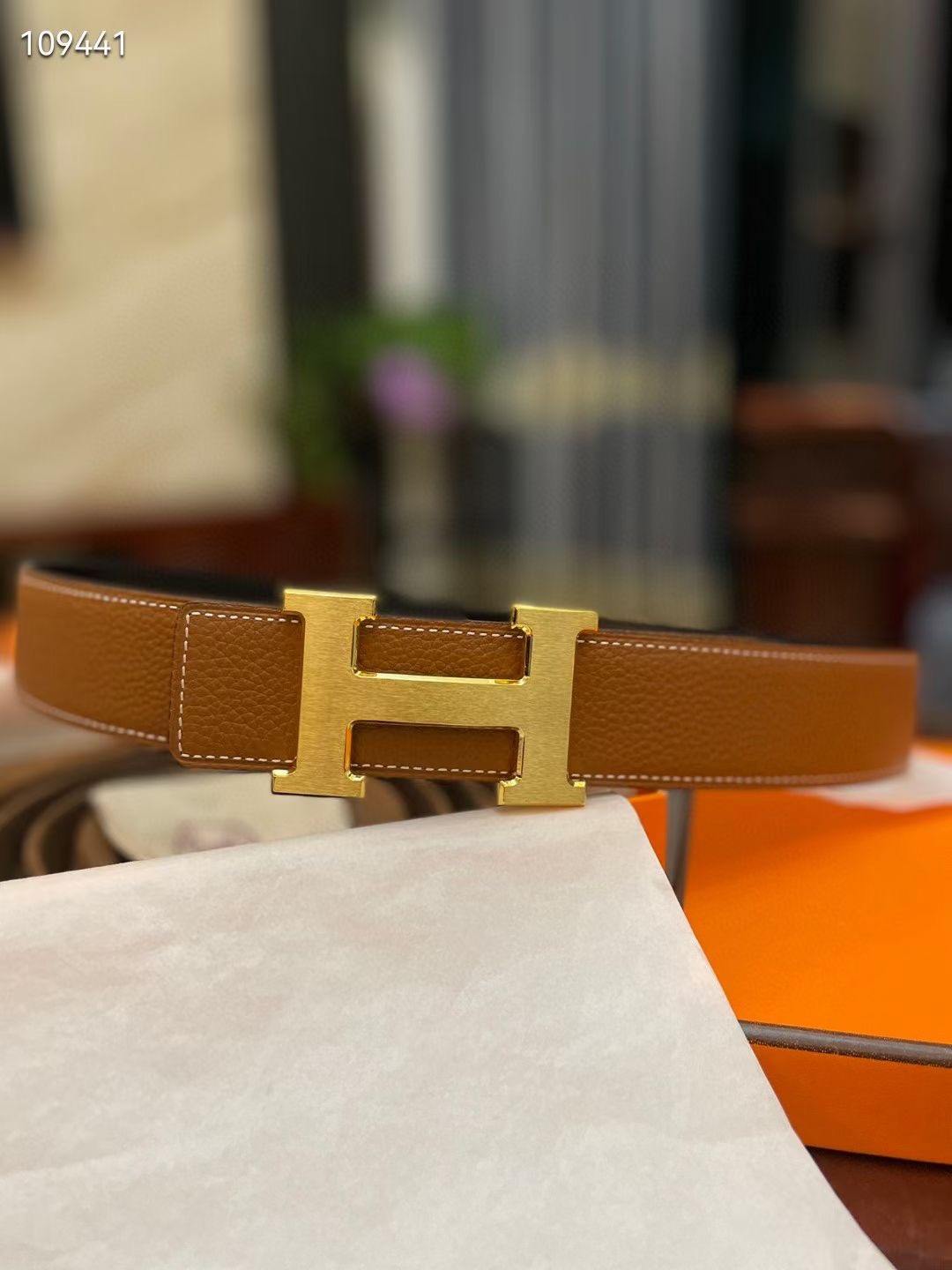 Hermès Basic Belt Cow Leather Gold S-m