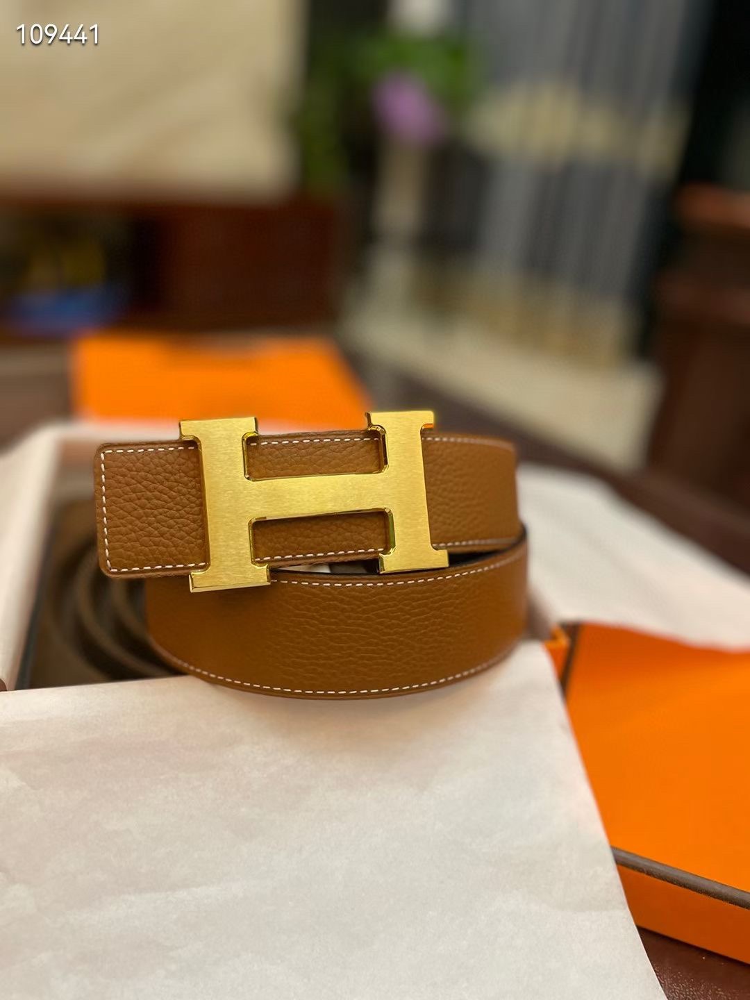 Hermès Basic Belt Cow Leather Gold S-m