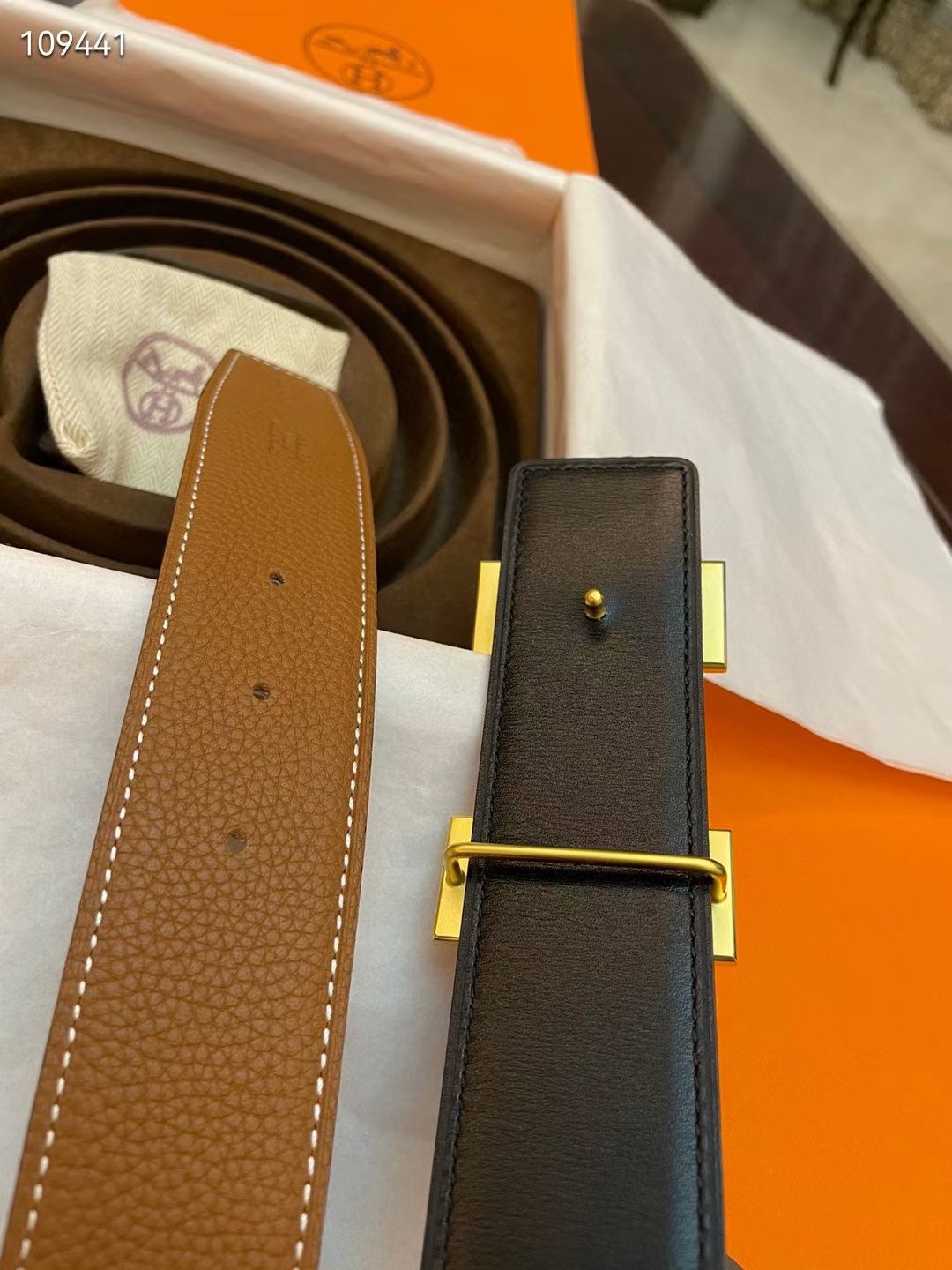 Hermès Basic Belt Cow Leather Gold S-m