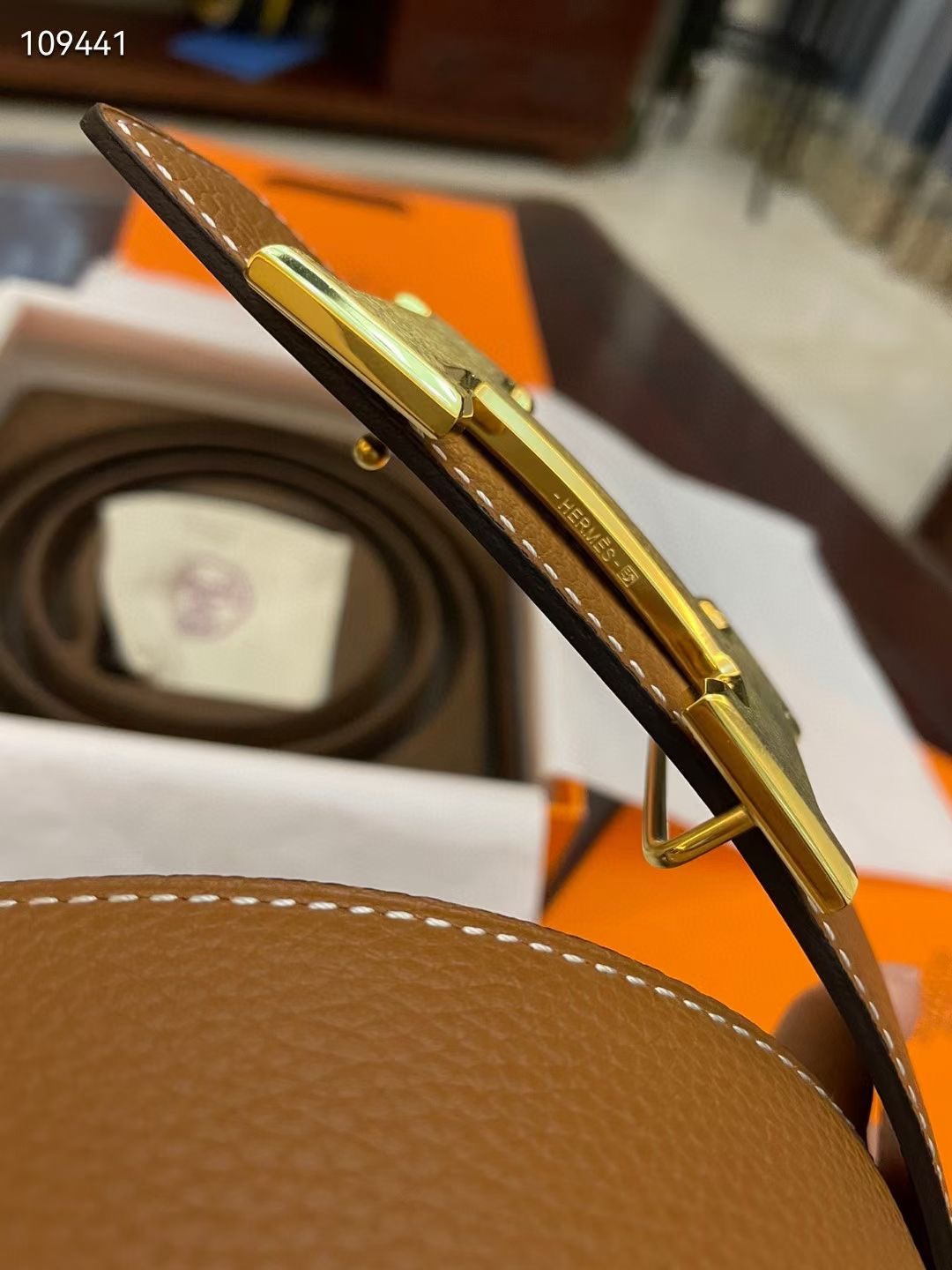 Hermès Basic Belt Cow Leather Gold S-m