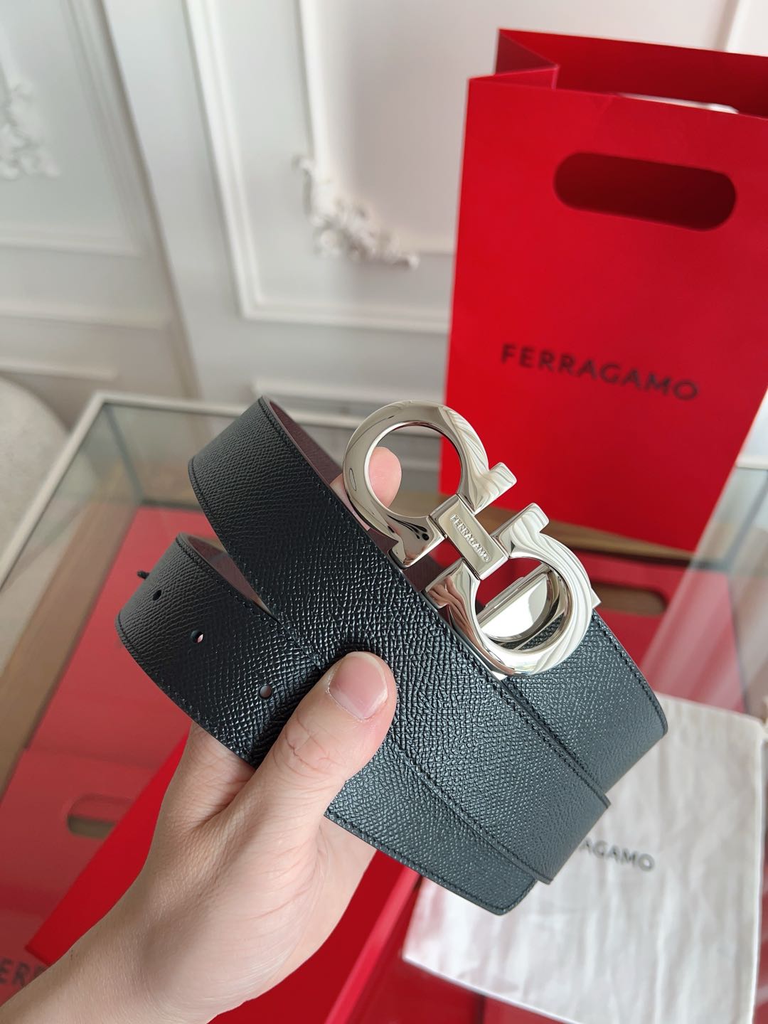 Salvatore Ferragamo Male Leather Belt Cow Leather M