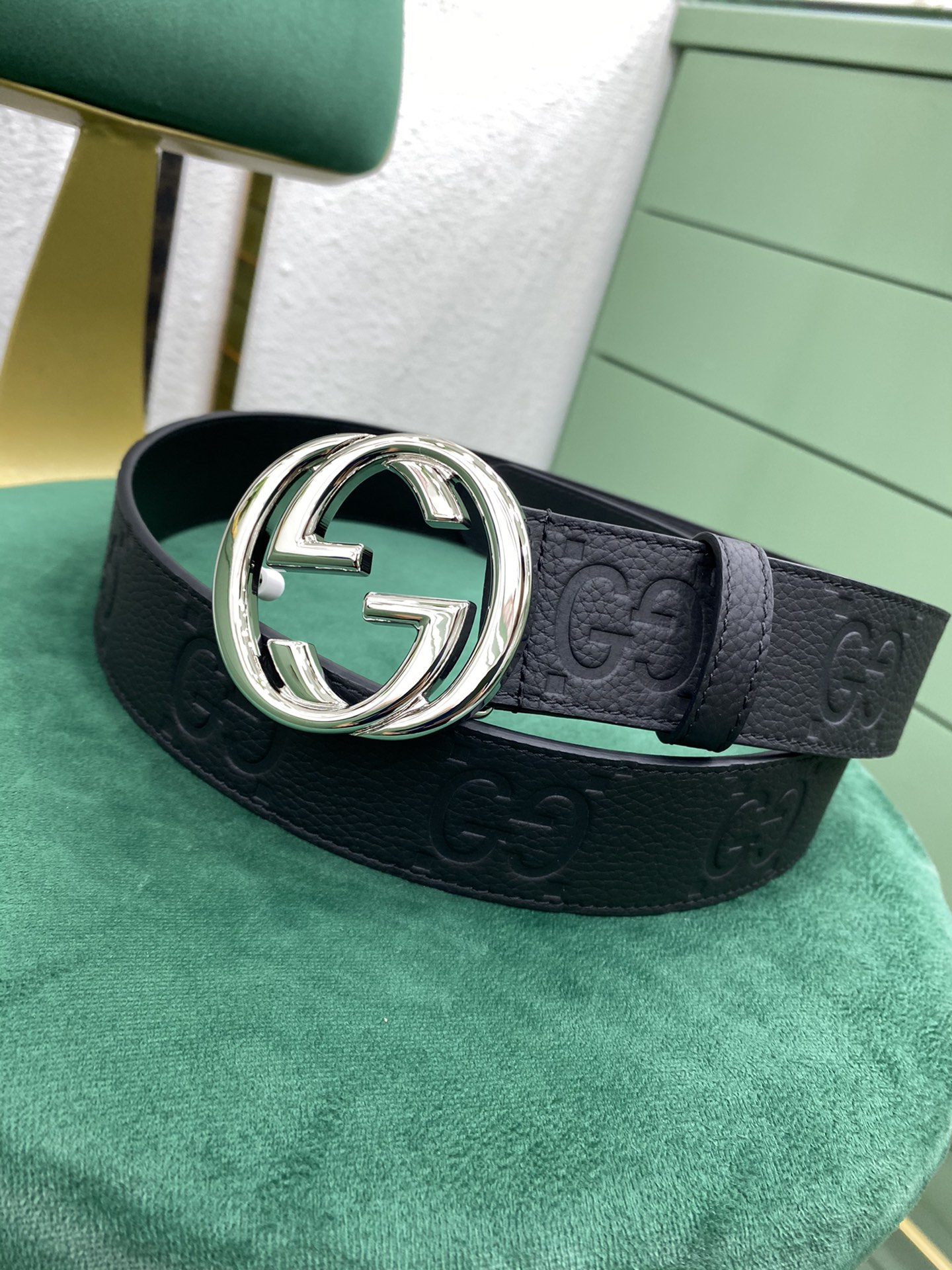 Gucci Leather Belt Cow Leather Wide Width