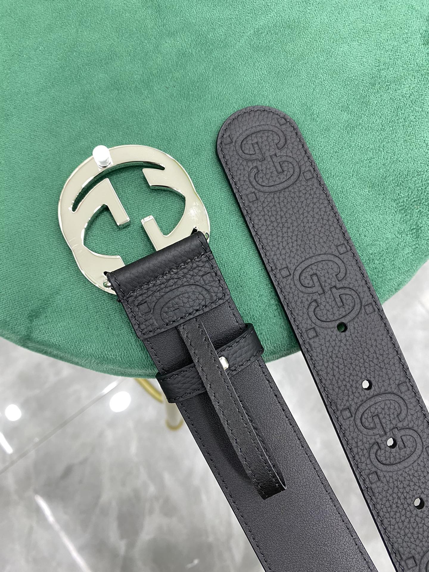 Gucci Leather Belt Cow Leather Wide Width