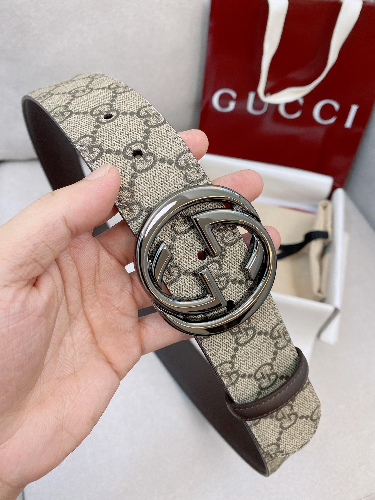 Gucci Male Basic Belt Canvas Gold S-m