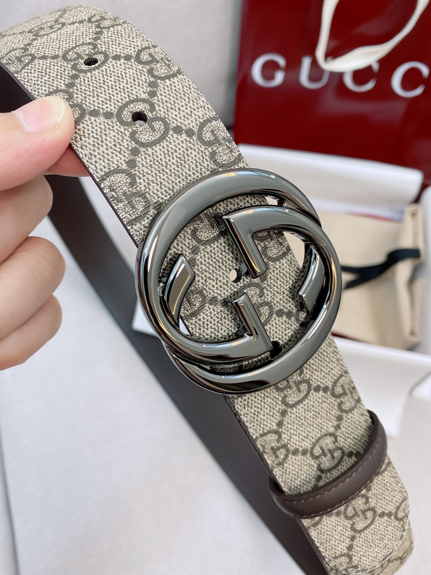 Gucci Male Basic Belt Canvas Gold S-m