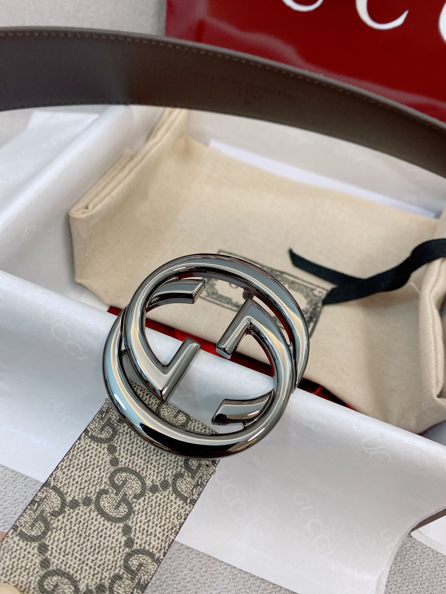 Gucci Male Basic Belt Canvas Gold S-m