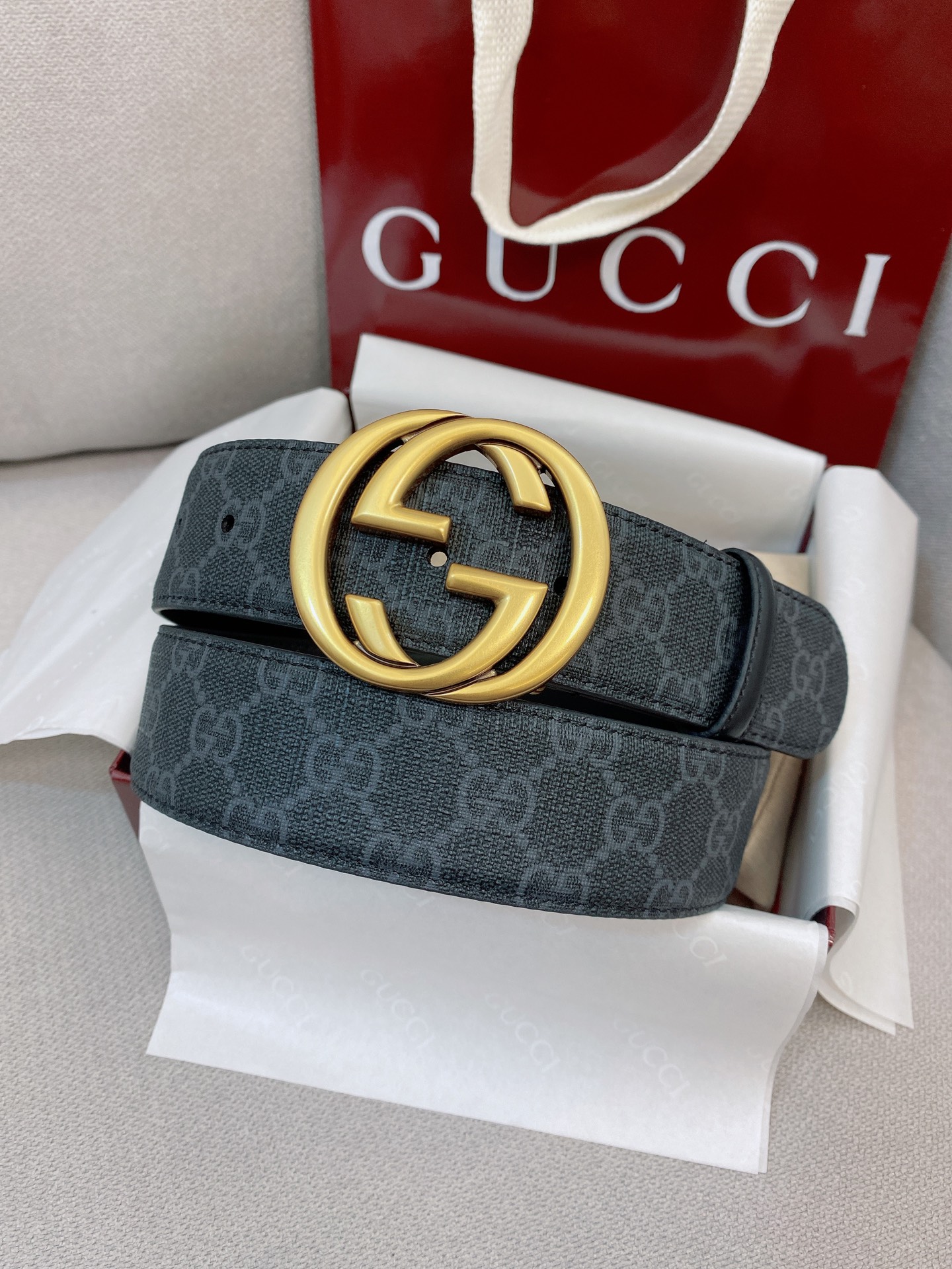 Gucci Male Basic Belt Canvas Black S-m