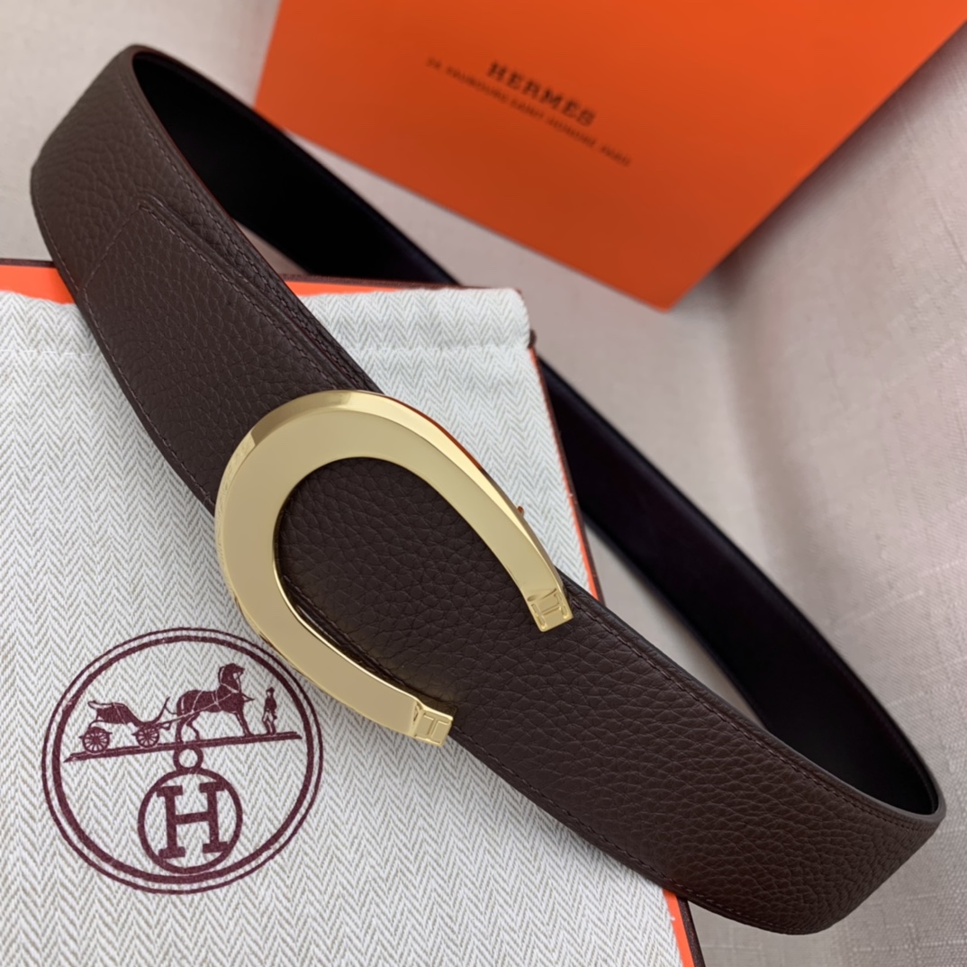 Hermès Male Leather Belt Top Grain Leather Black 38mm-m