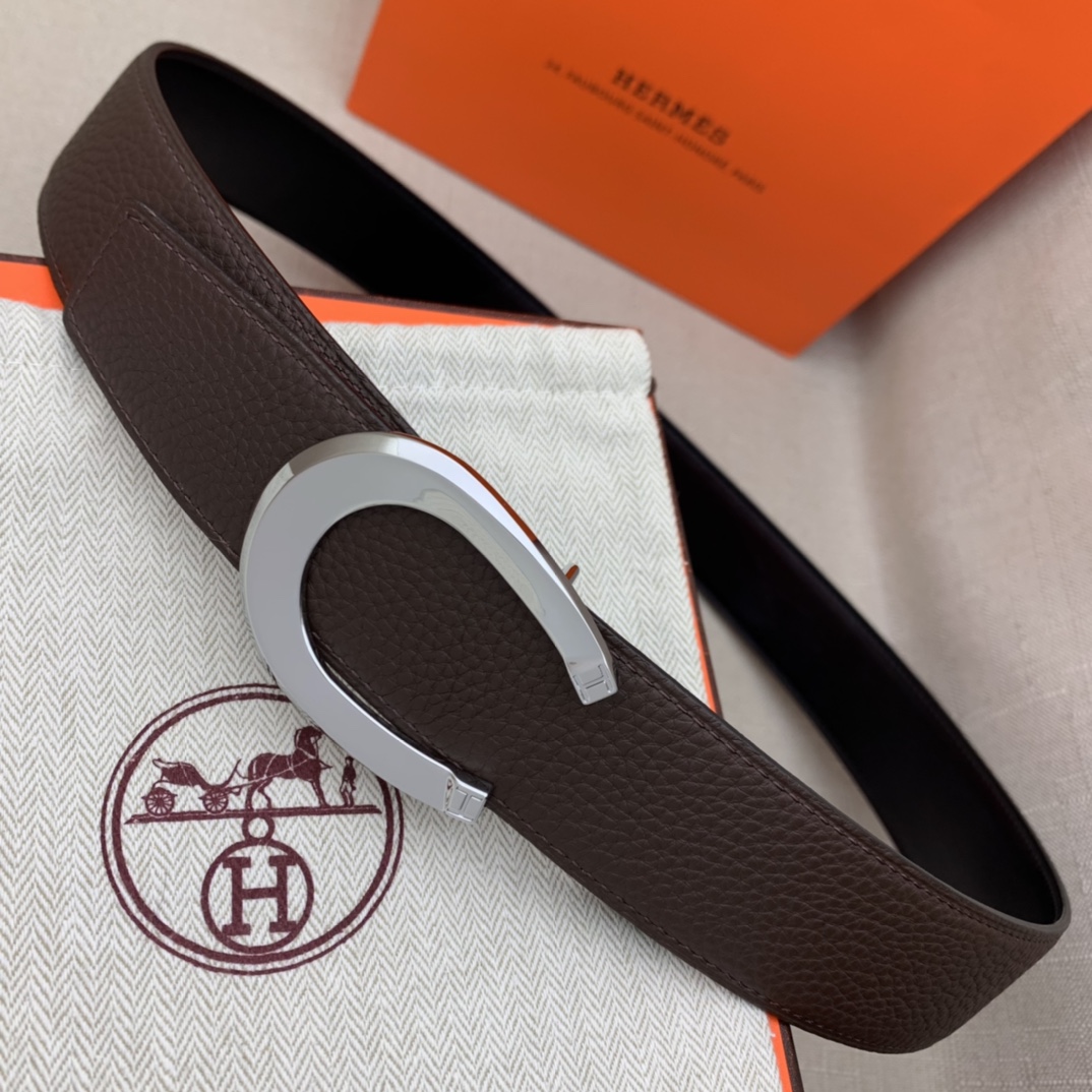 Hermès Male Leather Belt Top Grain Leather Black 38mm-m