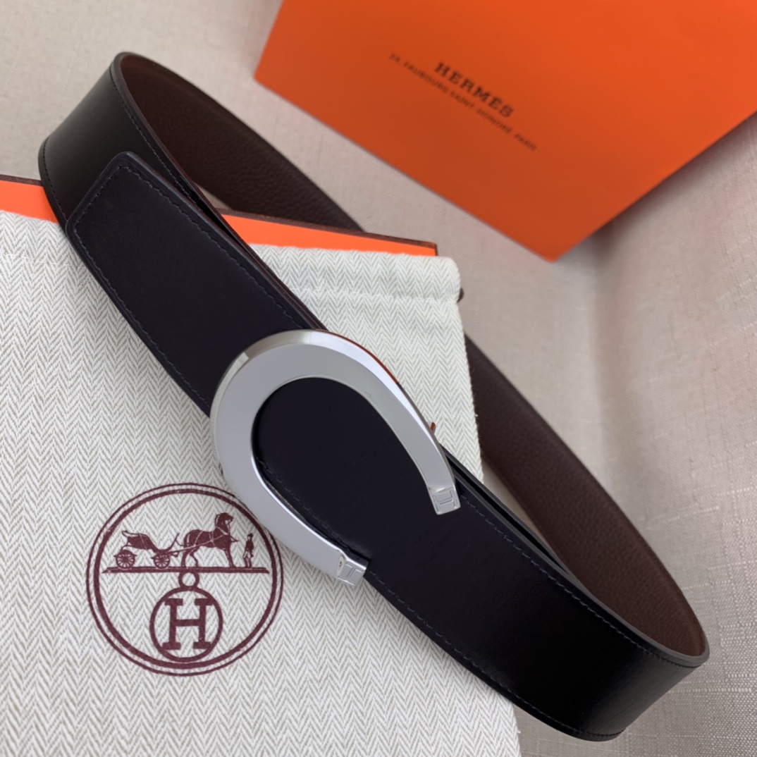 Hermès Male Leather Belt Top Grain Leather Black 38mm-m