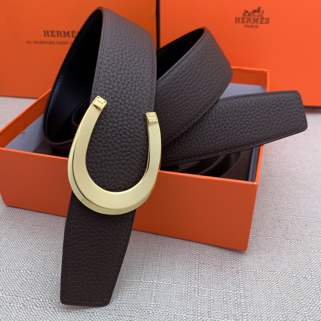 Hermès Male Leather Belt Top Grain Leather Black 38mm-m