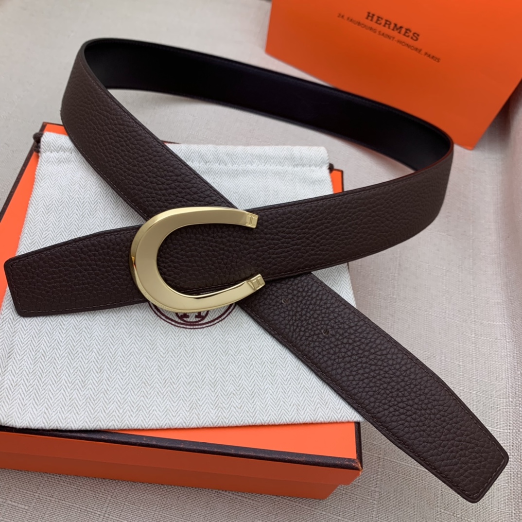 Hermès Male Leather Belt Top Grain Leather Black 38mm-m
