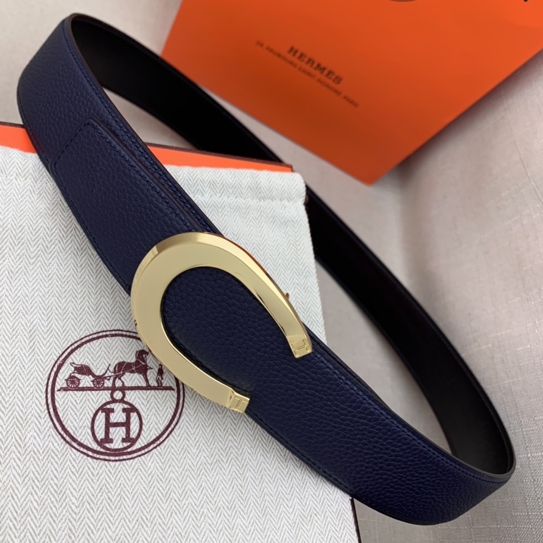 Hermès Male Leather Belt Top Grain Leather Black 38mm-m