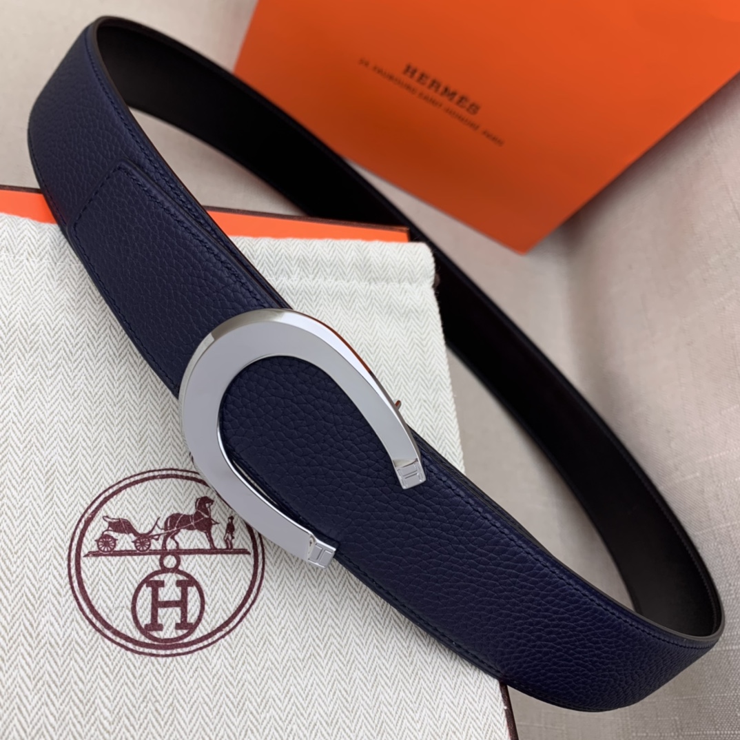 Hermès Male Leather Belt Top Grain Leather Black 38mm-m