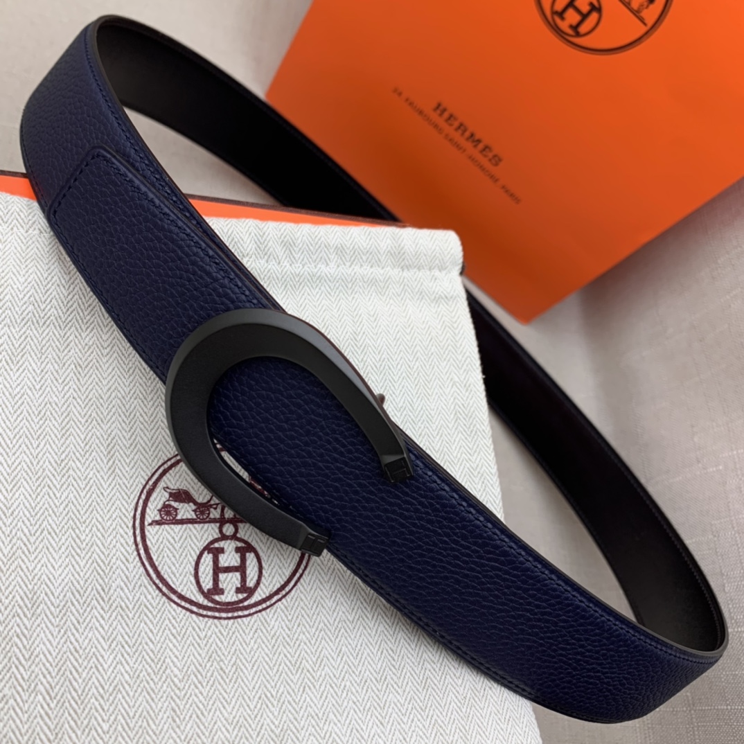 Hermès Male Leather Belt Top Grain Leather Black 38mm-m