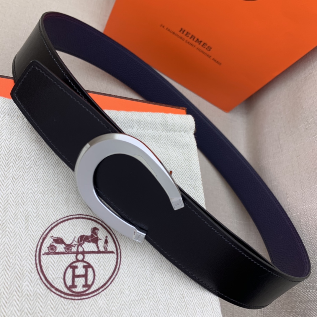 Hermès Male Leather Belt Top Grain Leather Black 38mm-m