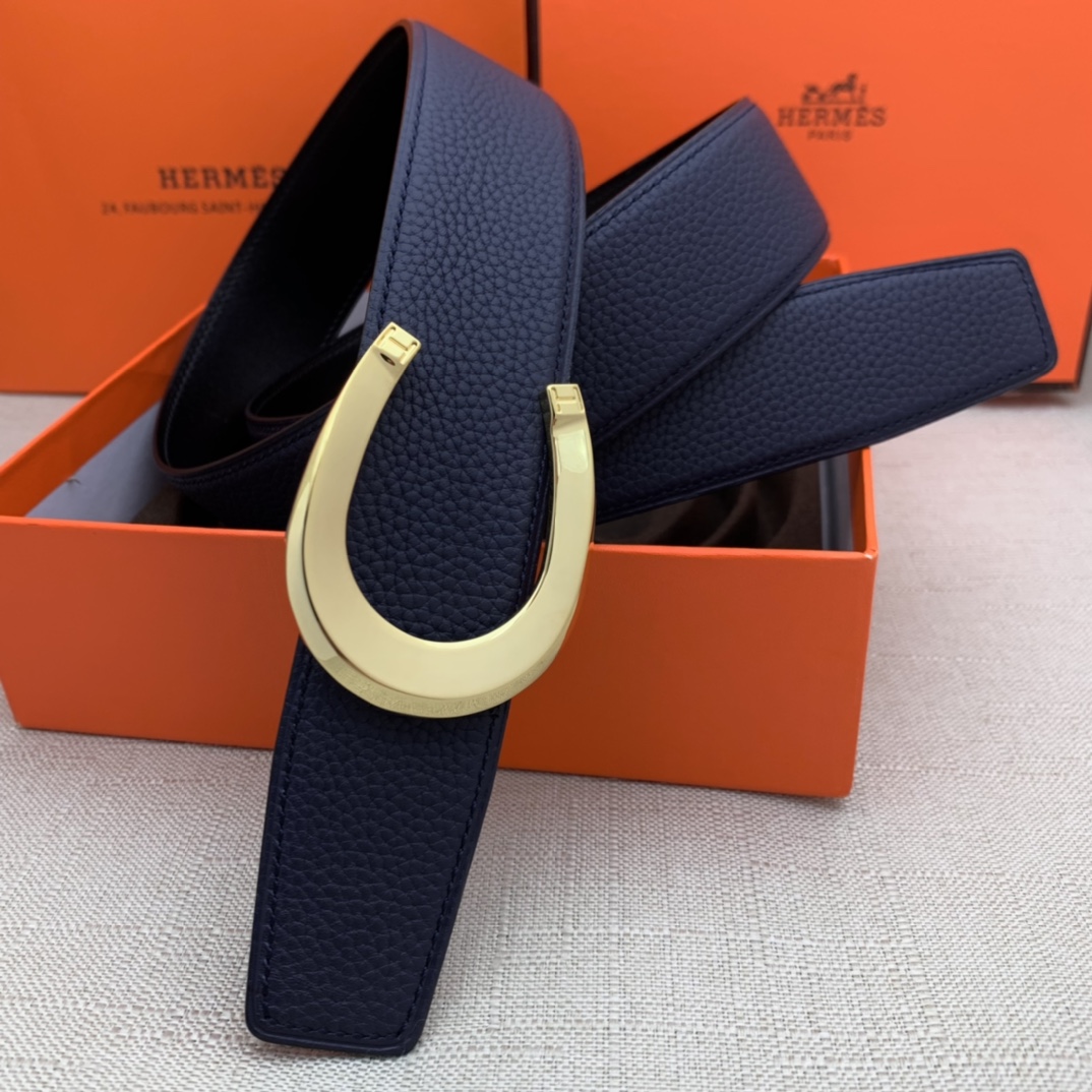 Hermès Male Leather Belt Top Grain Leather Black 38mm-m