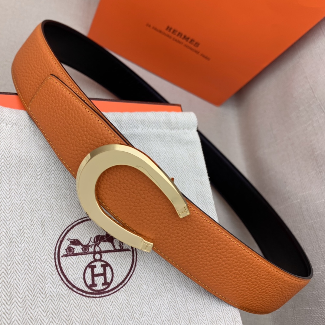 Hermès Male Leather Belt Top Grain Leather Black 38mm-m