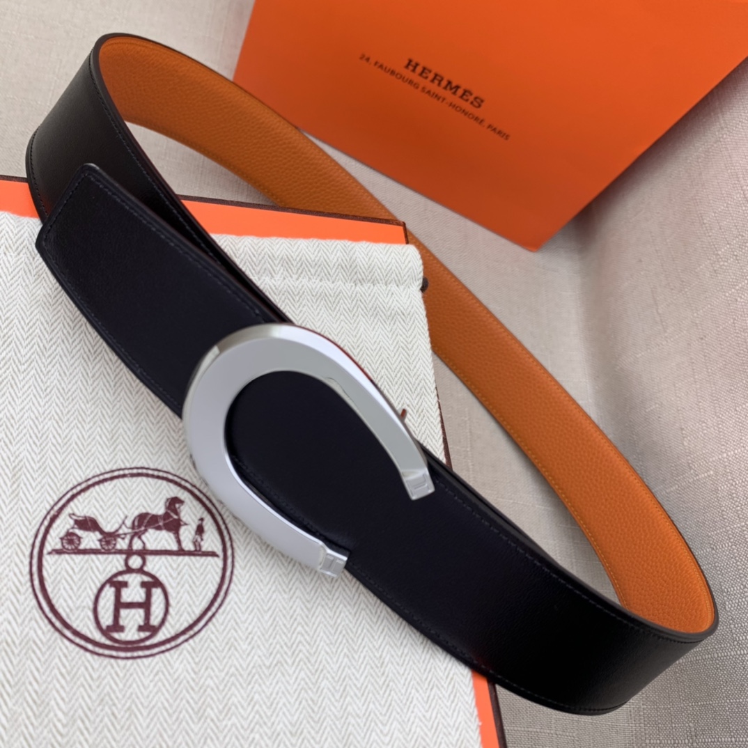 Hermès Male Leather Belt Top Grain Leather Black 38mm-m