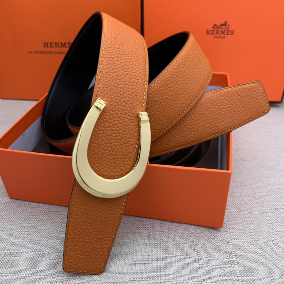 Hermès Male Leather Belt Top Grain Leather Black 38mm-m