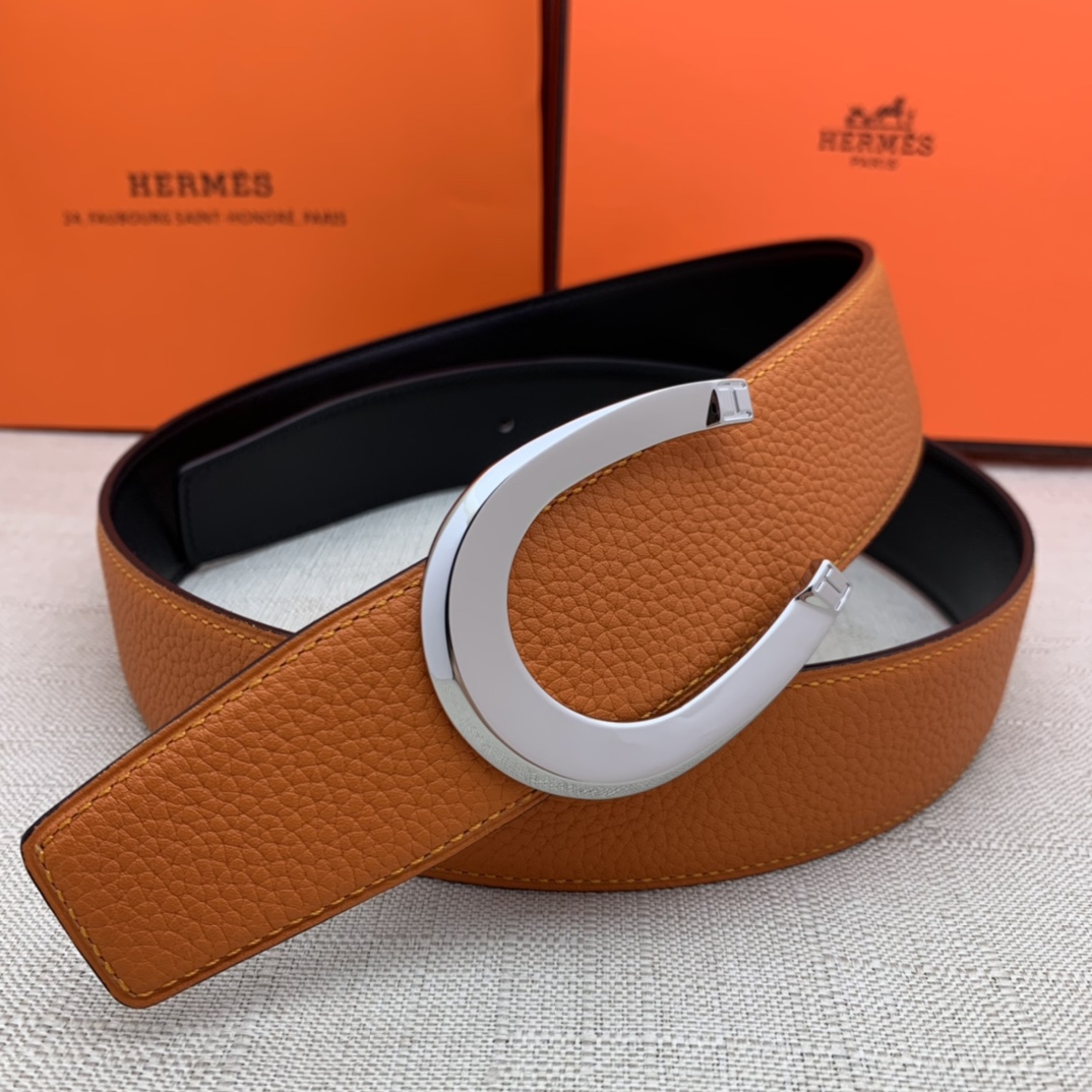 Hermès Male Leather Belt Top Grain Leather Black 38mm-m