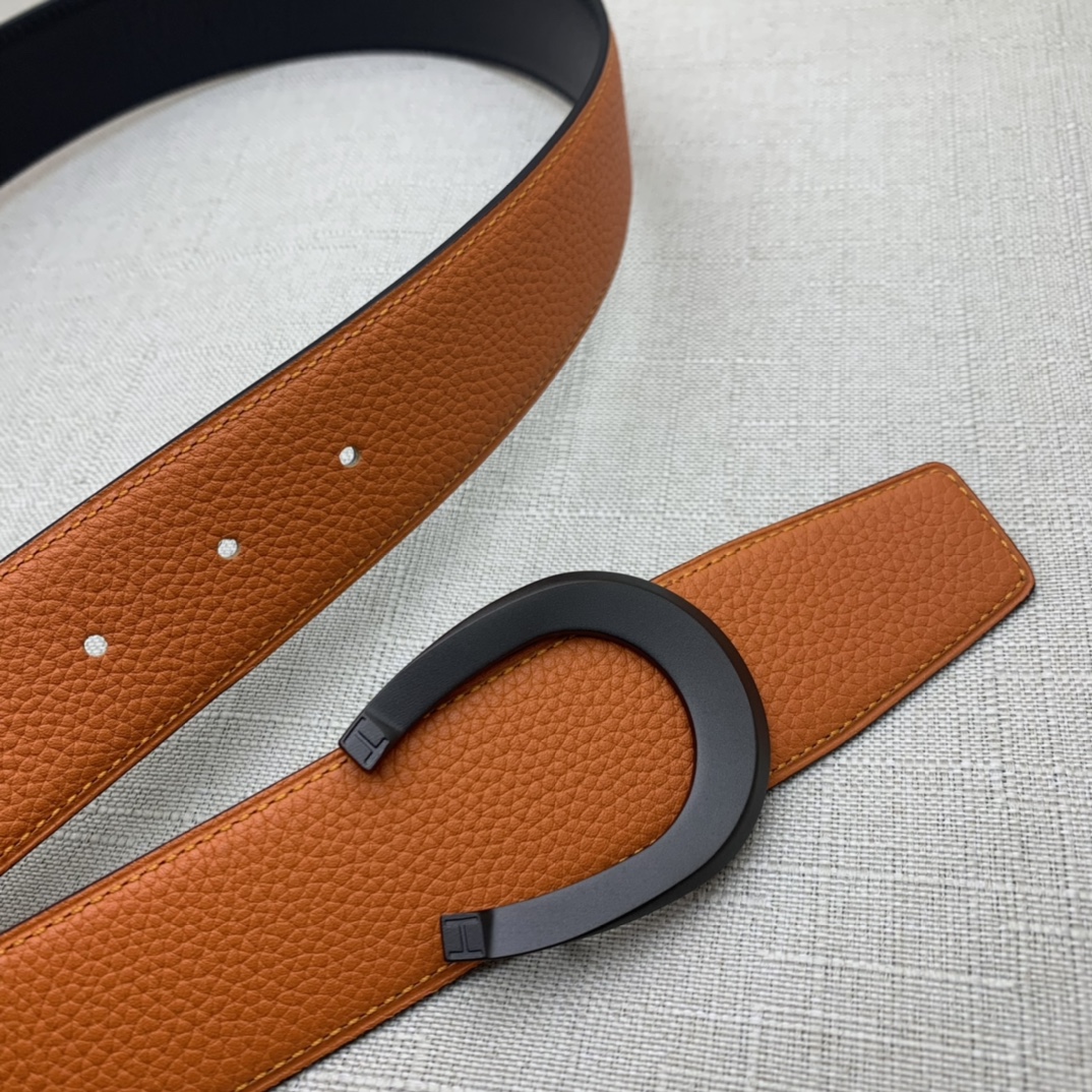Hermès Male Leather Belt Top Grain Leather Black 38mm-m