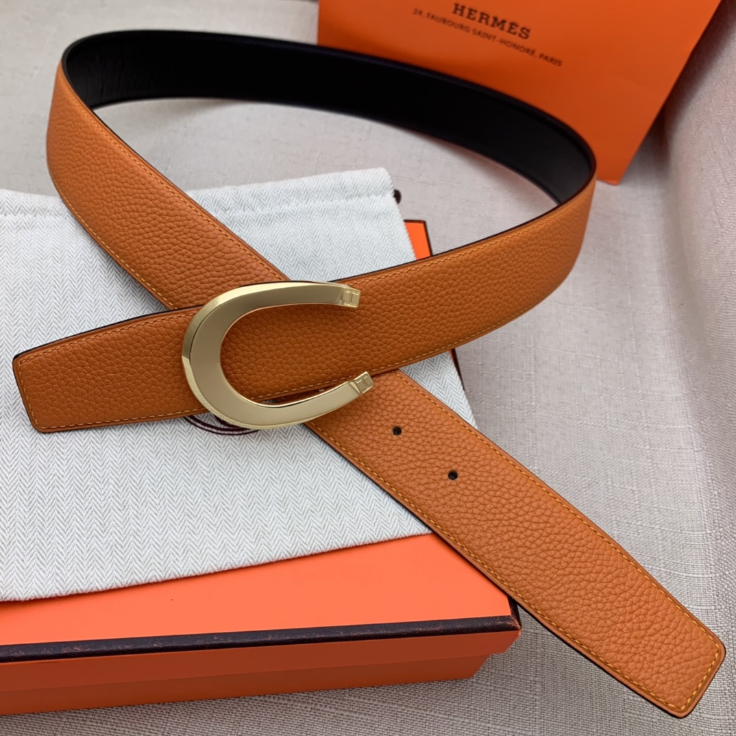 Hermès Male Leather Belt Top Grain Leather Black 38mm-m