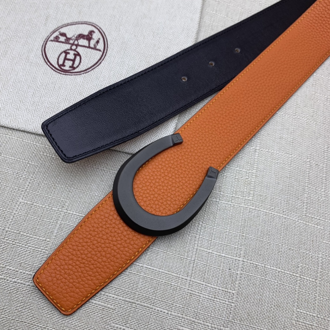 Hermès Male Leather Belt Top Grain Leather Black 38mm-m