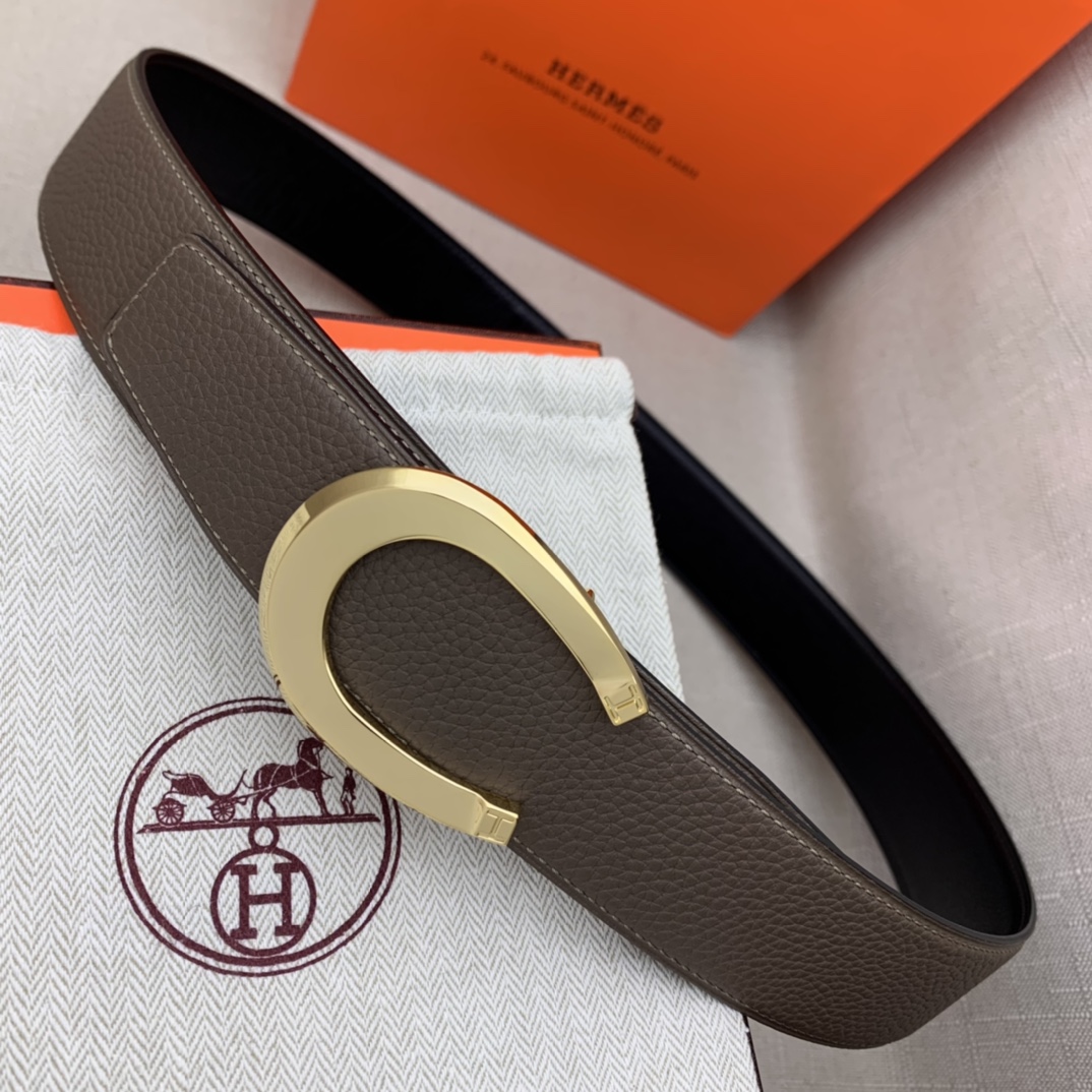 Hermès Male Leather Belt Top Grain Leather Black 38mm-m