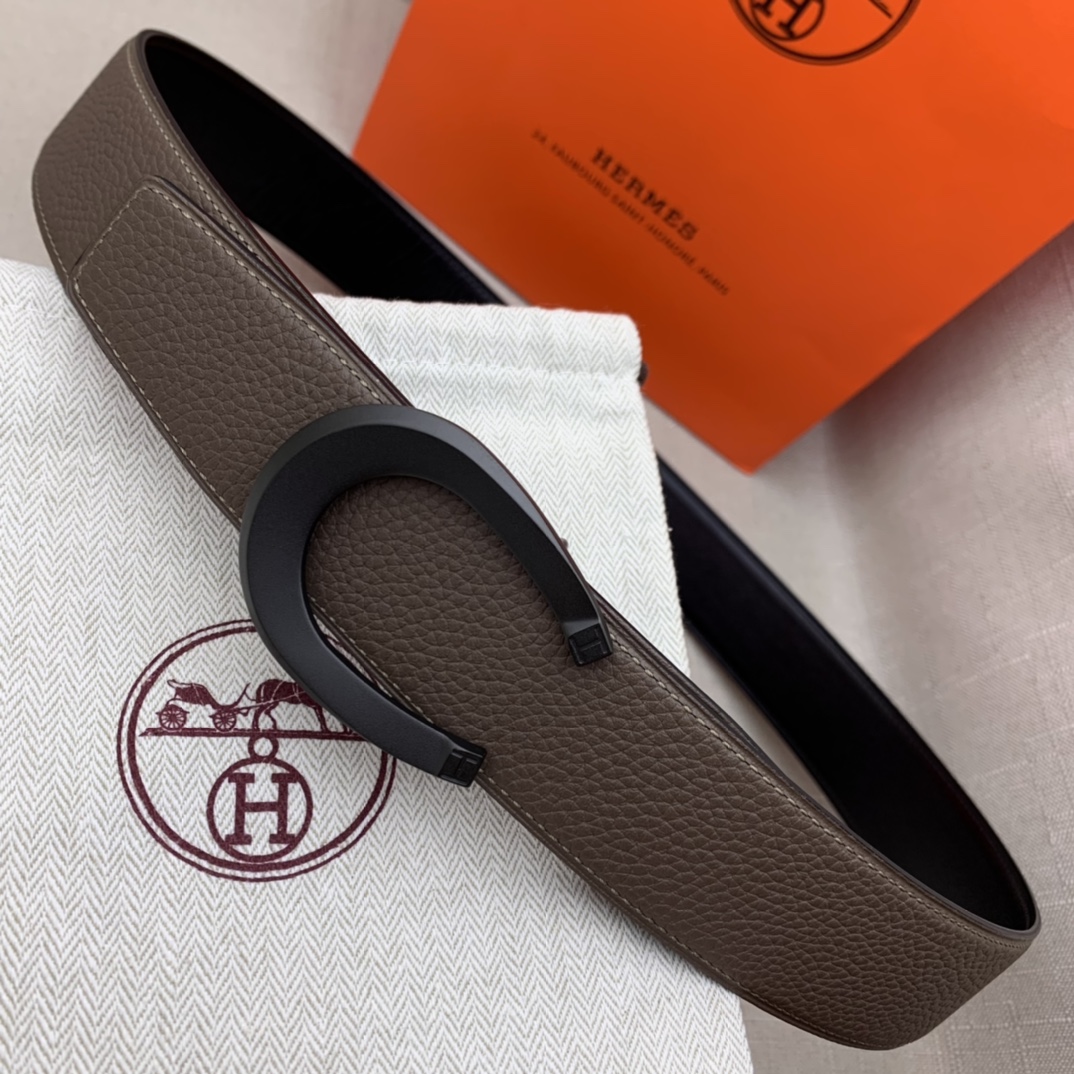 Hermès Male Leather Belt Top Grain Leather Black 38mm-m
