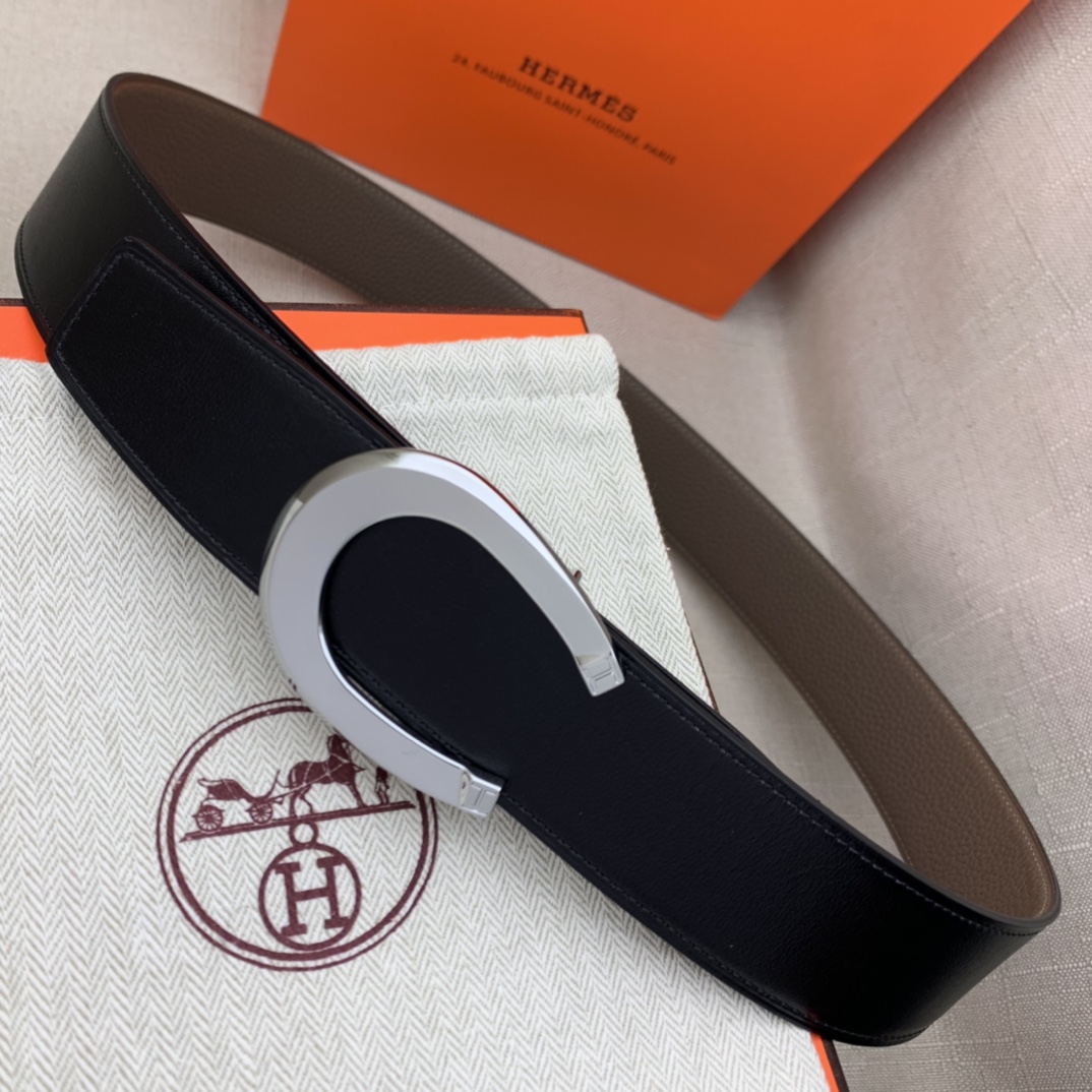 Hermès Male Leather Belt Top Grain Leather Black 38mm-m