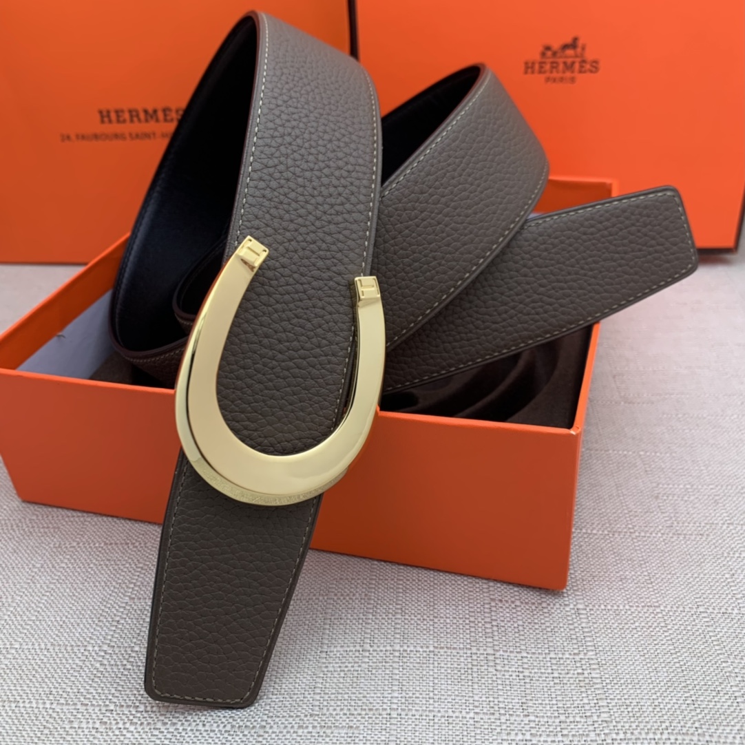Hermès Male Leather Belt Top Grain Leather Black 38mm-m