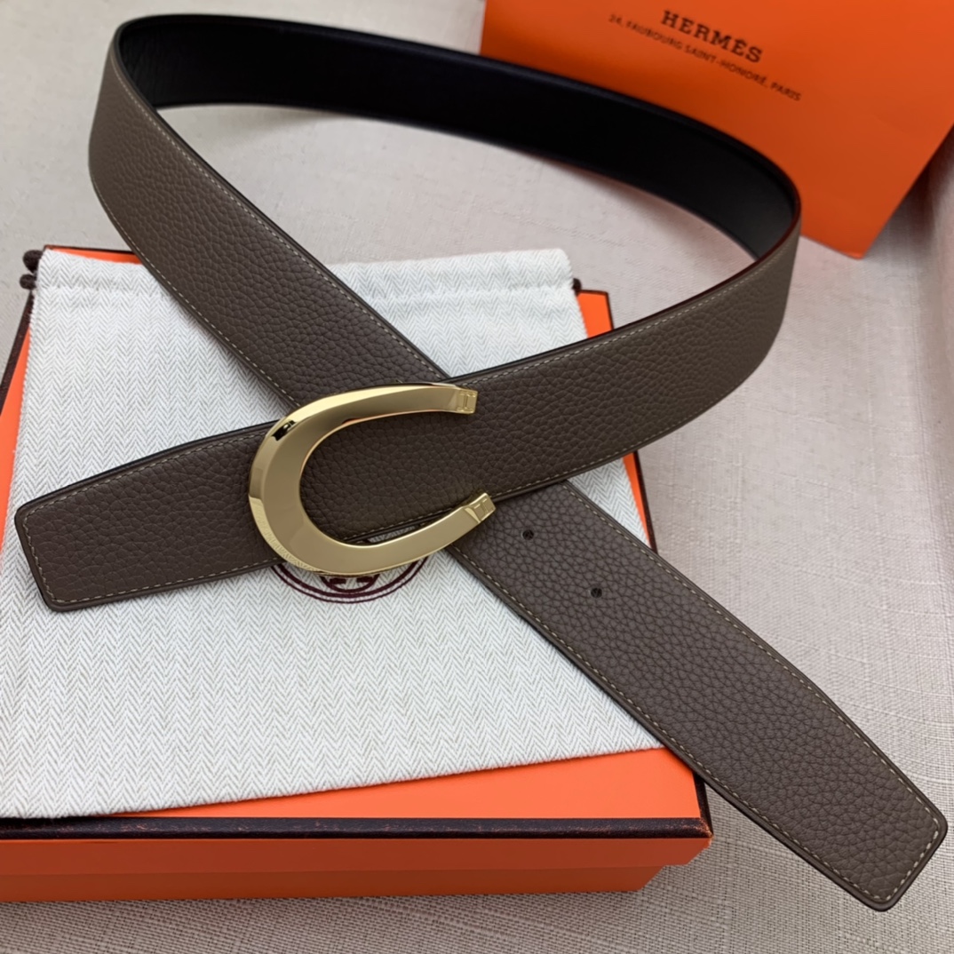 Hermès Male Leather Belt Top Grain Leather Black 38mm-m