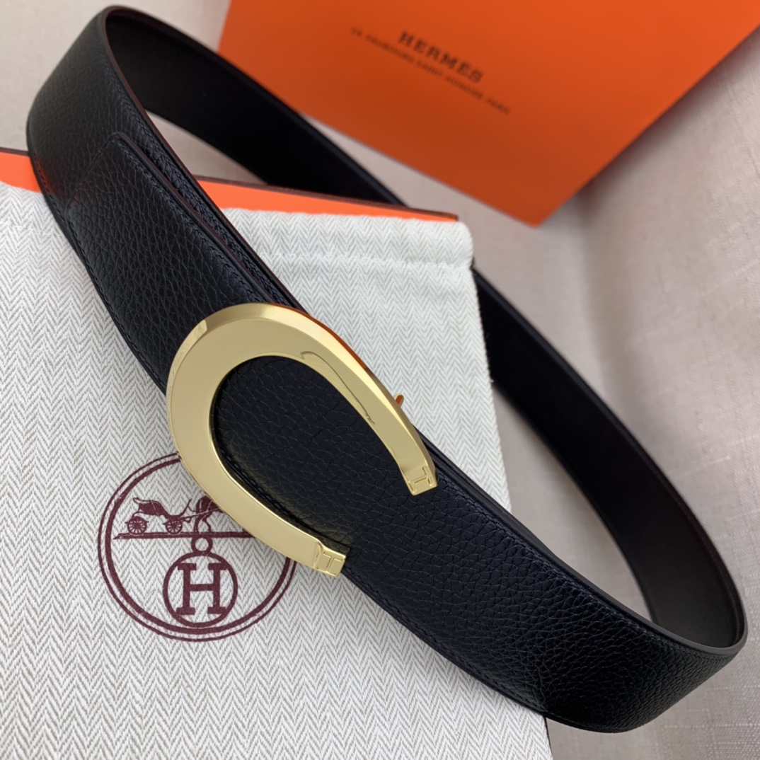 Hermès Male Leather Belt Top Grain Leather Black 38mm-m