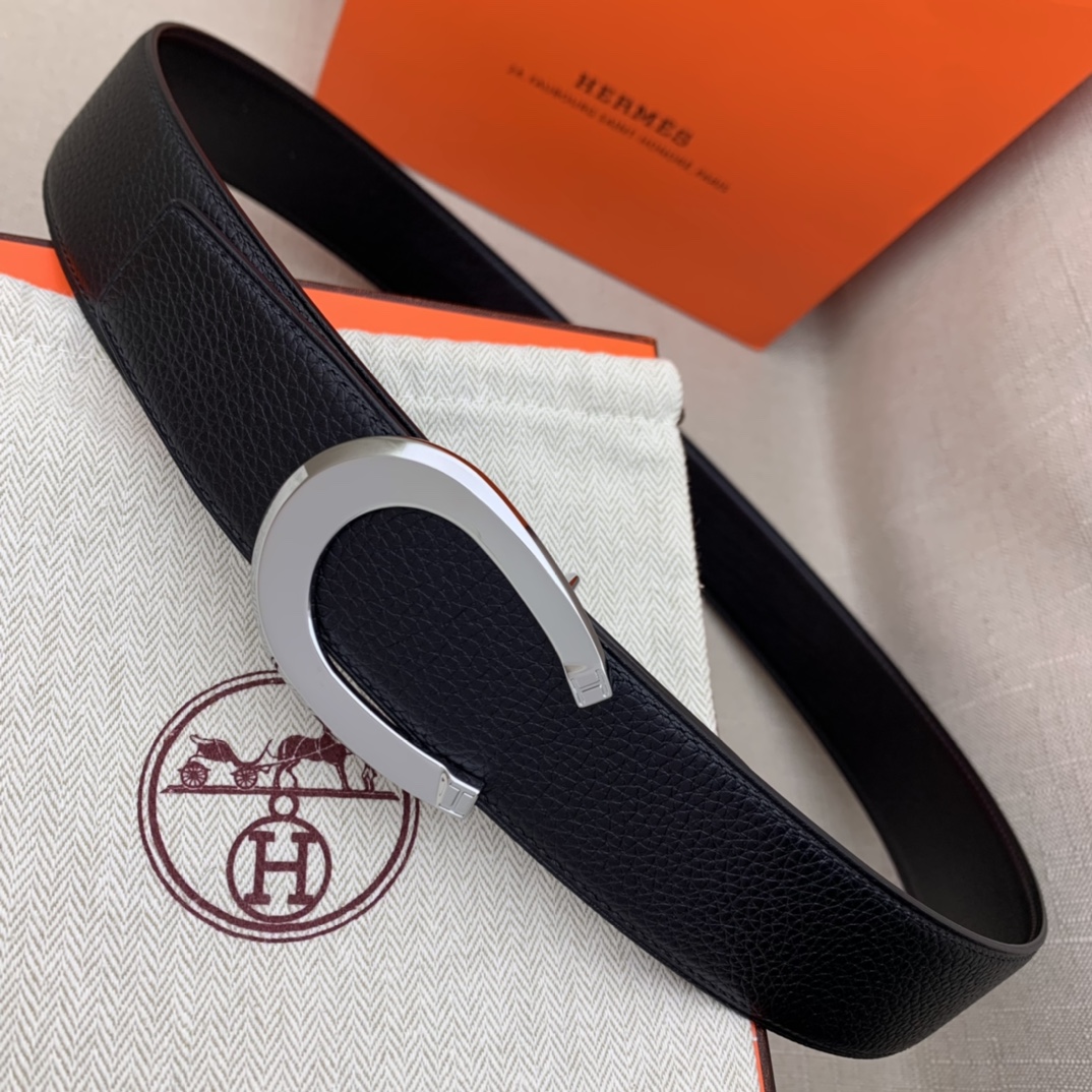 Hermès Male Leather Belt Top Grain Leather Black 38mm-m