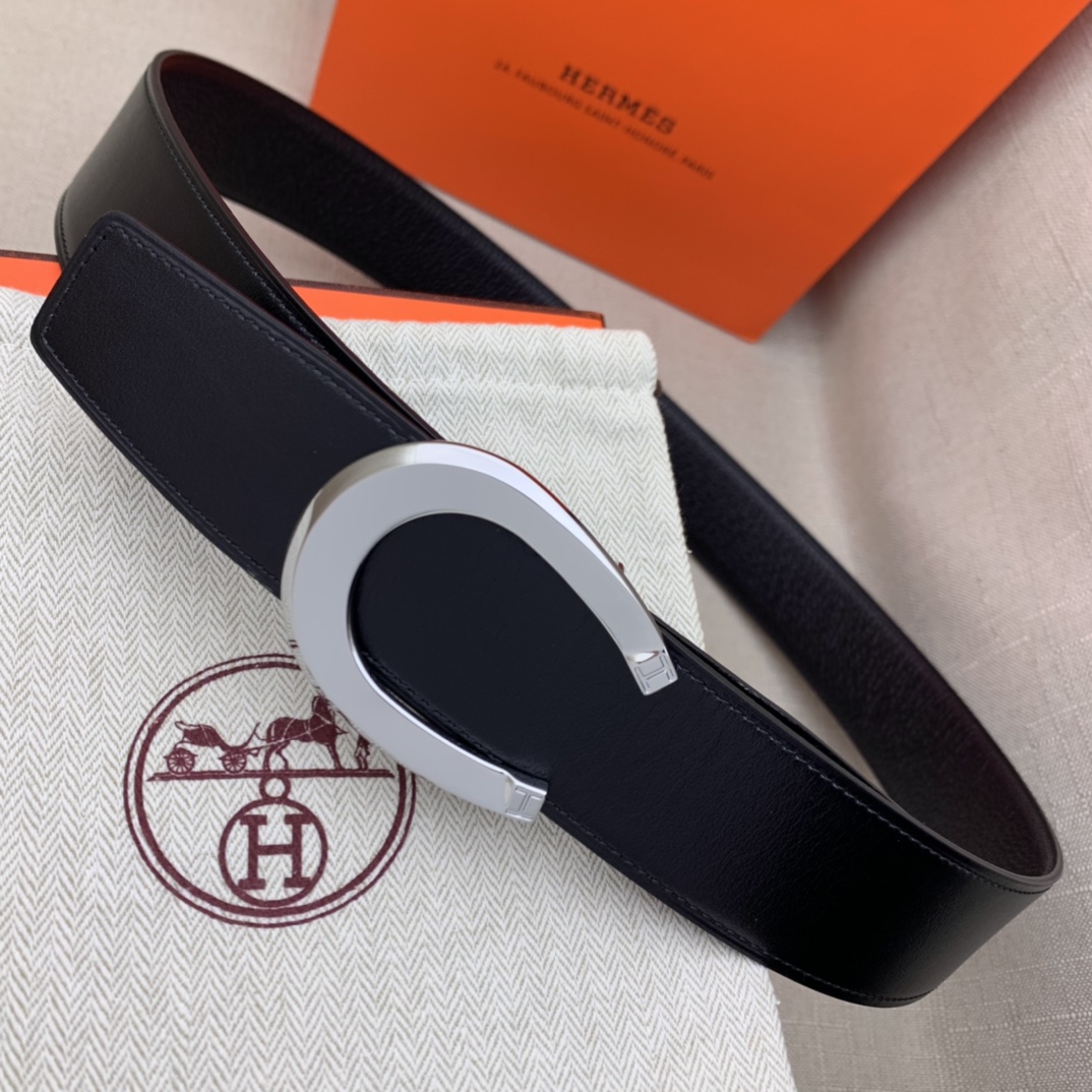 Hermès Male Leather Belt Top Grain Leather Black 38mm-m