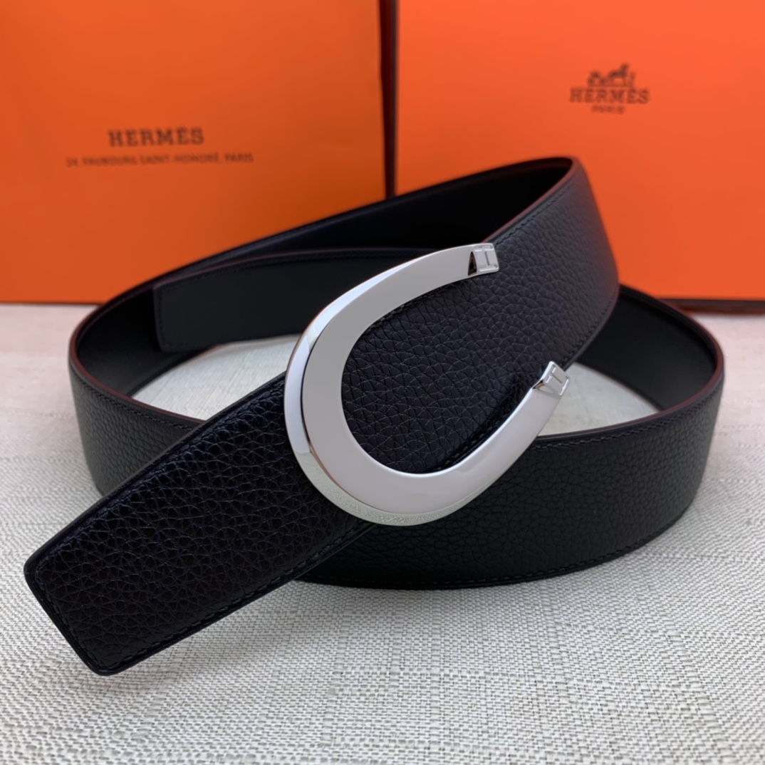 Hermès Male Leather Belt Top Grain Leather Black 38mm-m