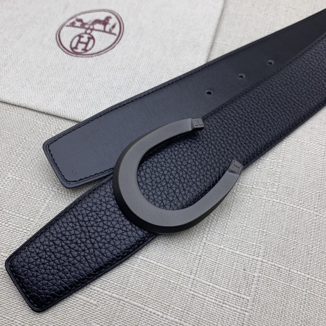 Hermès Male Leather Belt Top Grain Leather Black 38mm-m