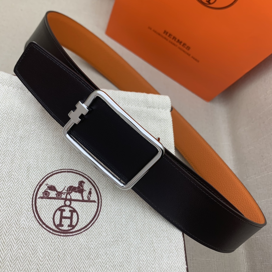 Hermès Male Leather Belt Top Grain Leather Black 38mm-m