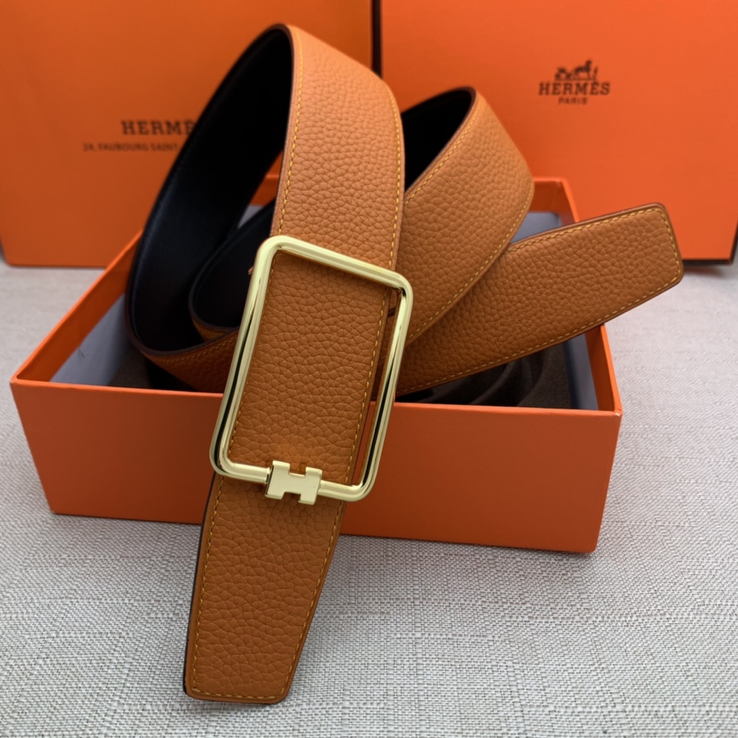 Hermès Male Leather Belt Top Grain Leather Black 38mm-m