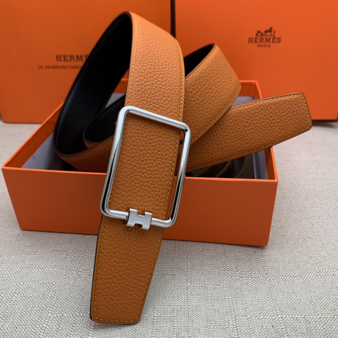 Hermès Male Leather Belt Top Grain Leather Black 38mm-m