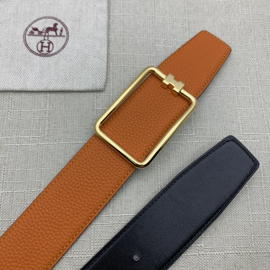 Hermès Male Leather Belt Top Grain Leather Black 38mm-m