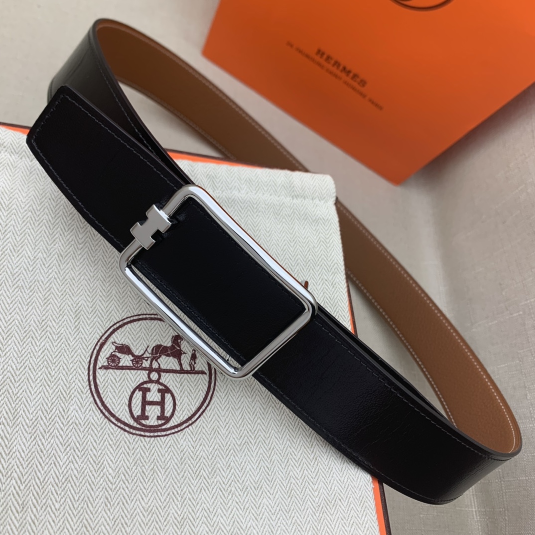 Hermès Male Leather Belt Top Grain Leather Black 38mm-m